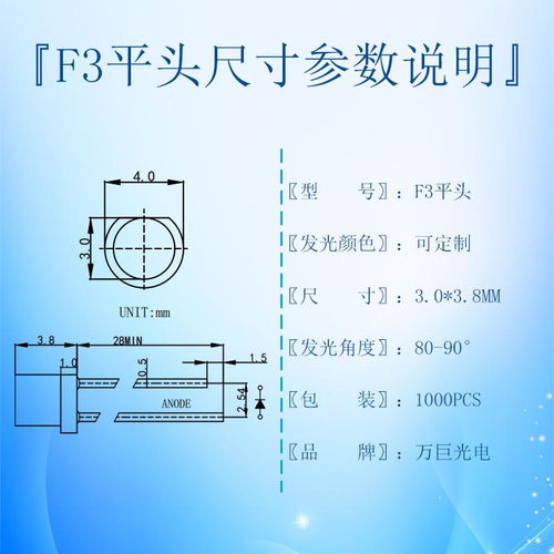 F3平头红光直插式LED灯珠 大角度指示与低光衰的可靠选择